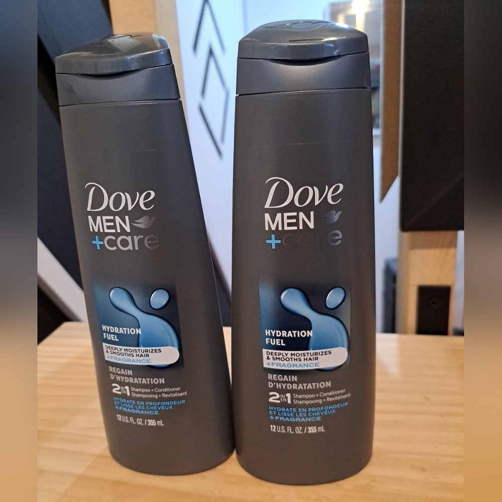 2 Brand New DoveMen+Care Hydration Fuel 2 In 1 Shampoo And Conditioner. 355ml